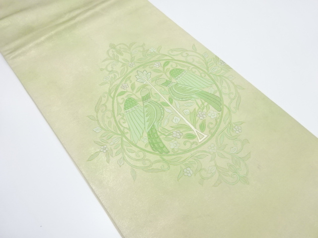 JAPANESE KIMONO / ANTIQUE FUKURO OBI / SILK / EMBROIDERY / FLORAL SARASA